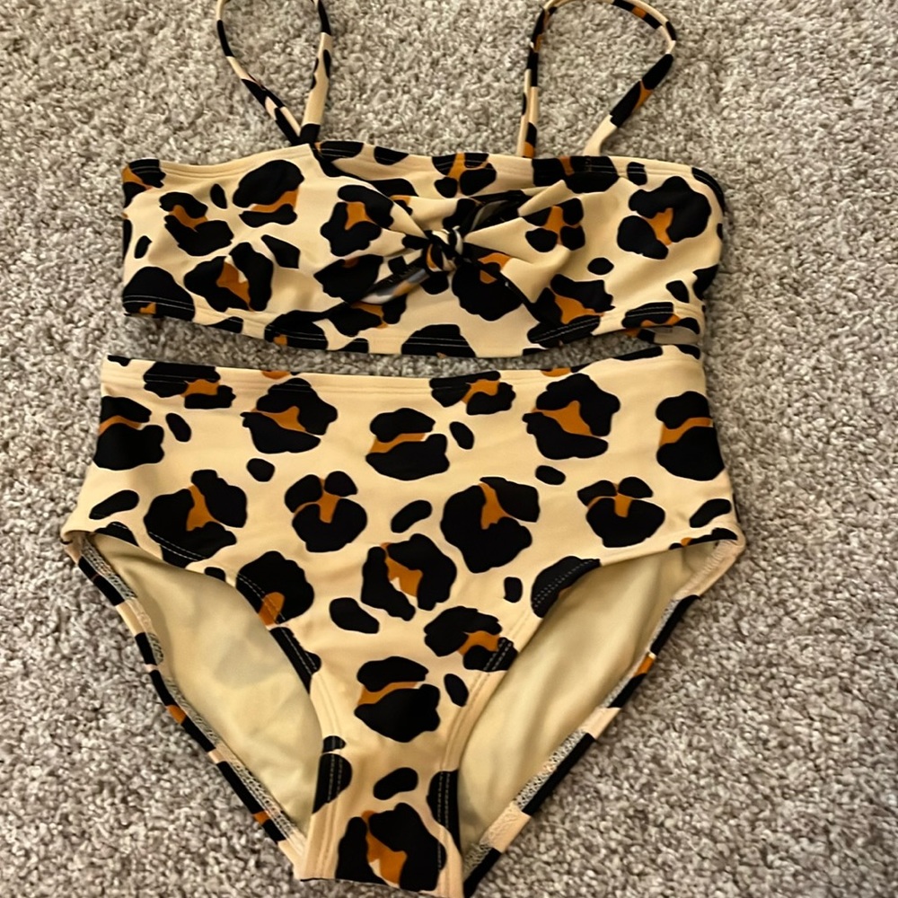animal print girls two piece swimsuit